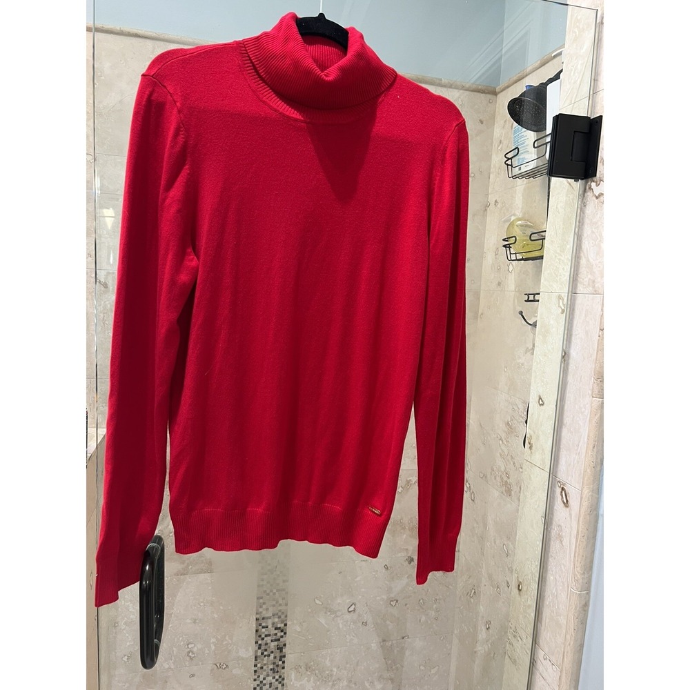 Calvin Klein Jeans Red Turtleneck Sweater Knit Long Sleeve M9VS8092 Womens L